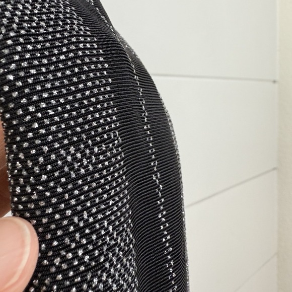 NEW VTG TADASHI Shoji Jersey Maxi Dress Evening Gown Metallic Silver Women Large - Picture 8 of 14